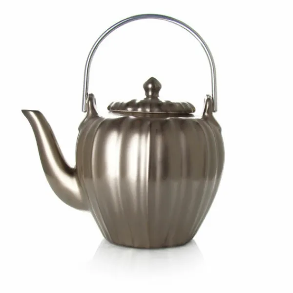 MARIAGE FRÈRES Théière « RANGOON » Ceramique email platine mat- Ceramic Teapot|Teapots And Teacups