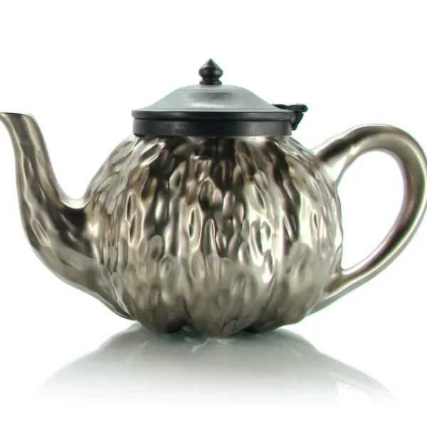 MARIAGE FRÈRES Théière « TRÉSOR » Ceramique email platine- Ceramic Teapot|Teapots And Teacups
